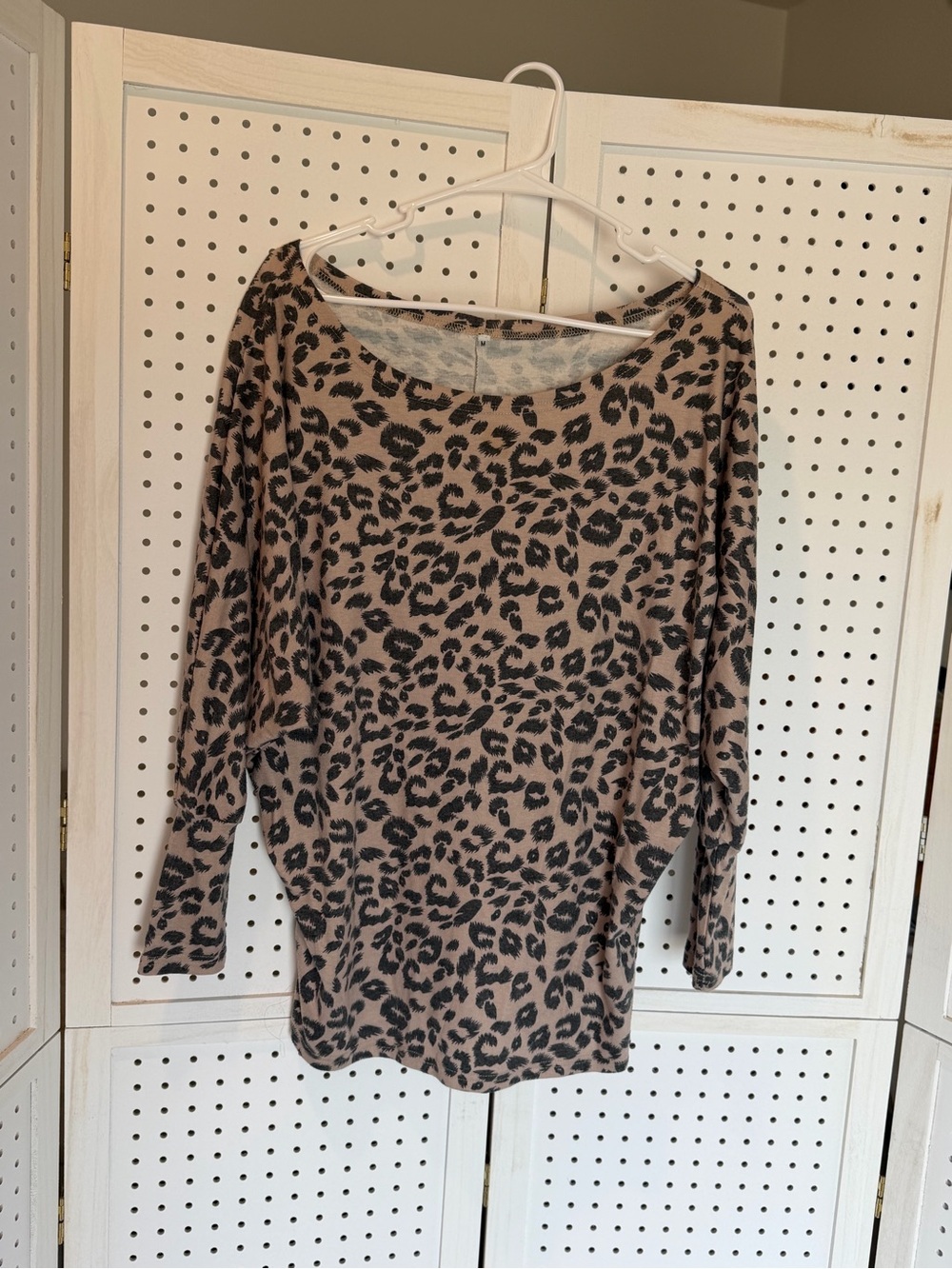 Leopard Print Dolman Sweatshirt - Taupe/Black